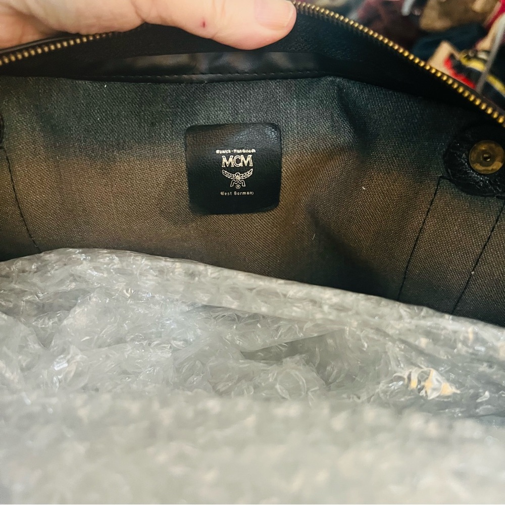 MCM Black Monogram Tote with Stud Accents - Picture 2 of 7